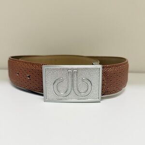 Golf Db Icon Pattern Embossed Leather Belt With Silver Db Classic Thru Buckle